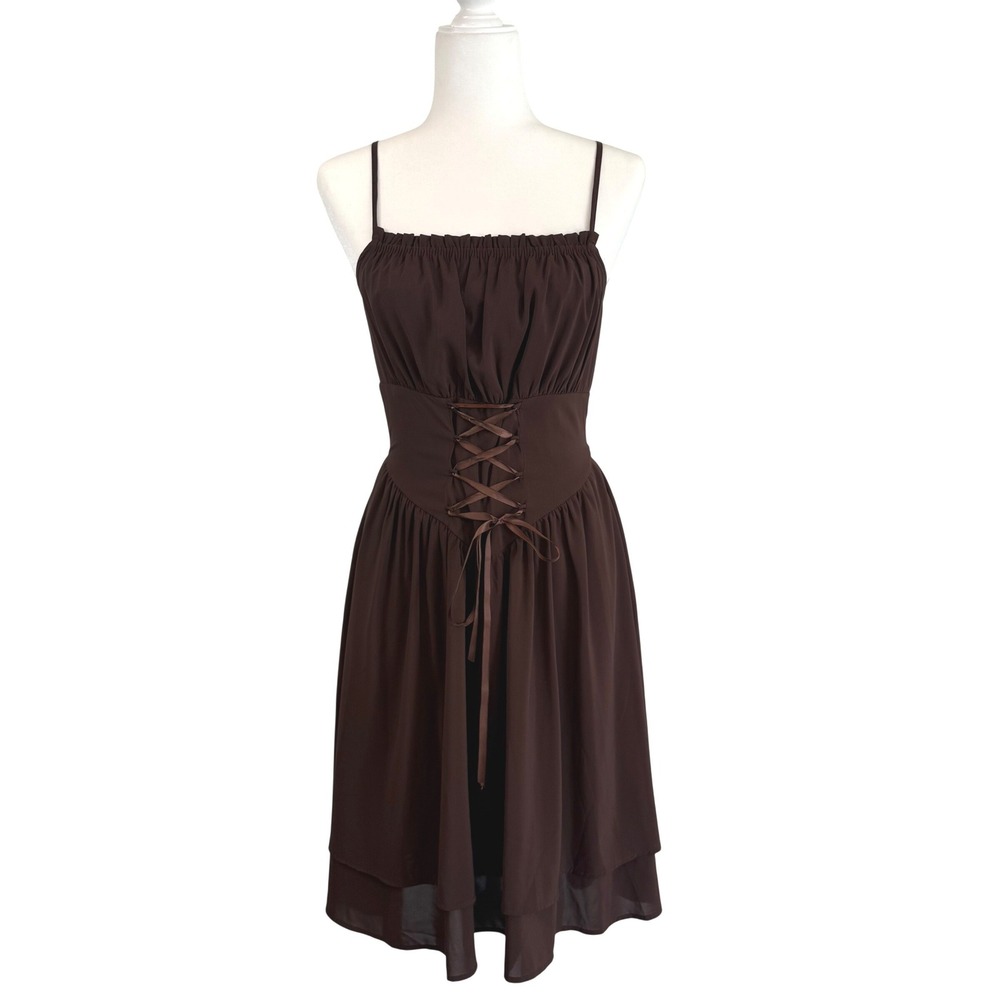 Scarlett Darkness Corset Lace Up Dress S Brown Whimsigoth Victorian Renaissance